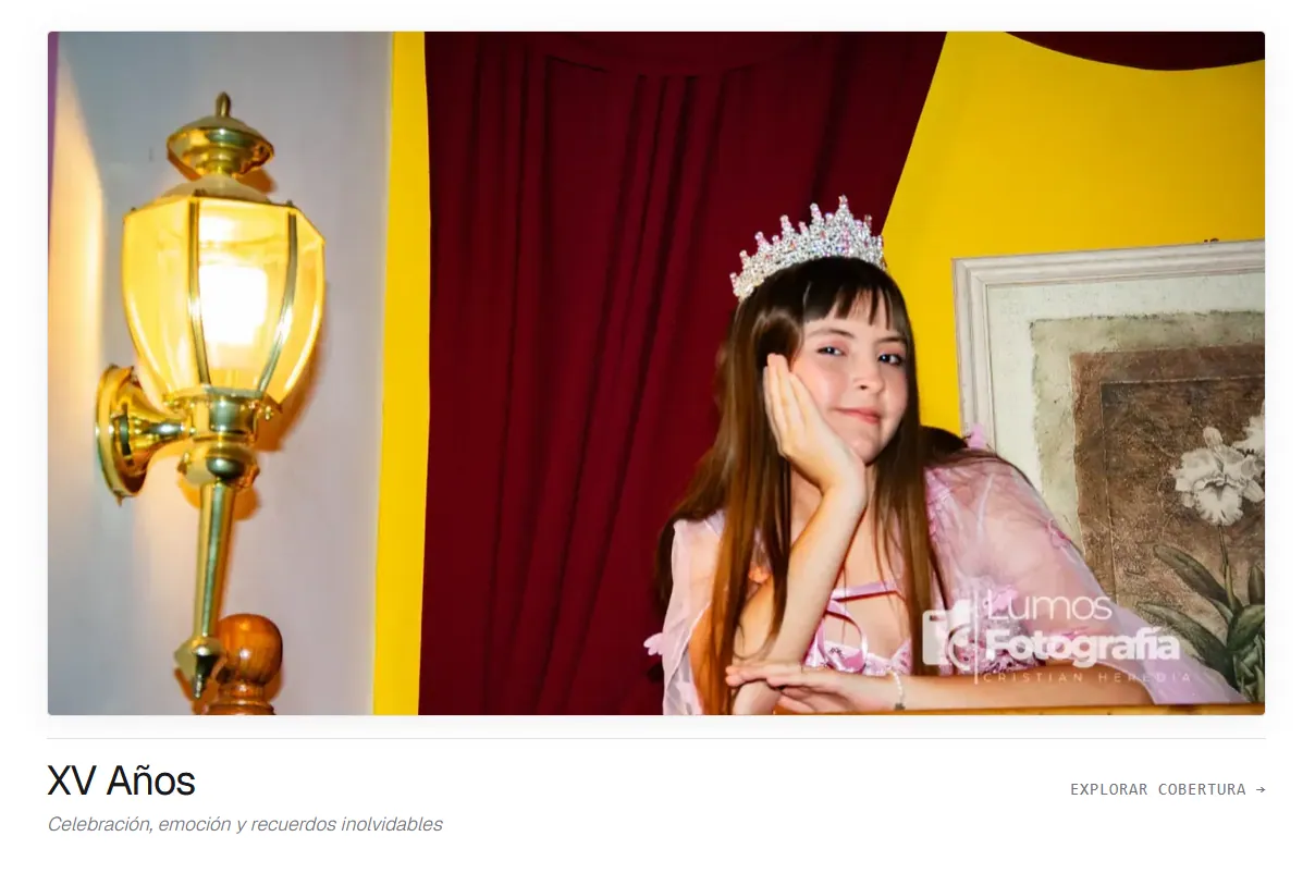 Categoría XV Años del sitio de Lumos Fotografía